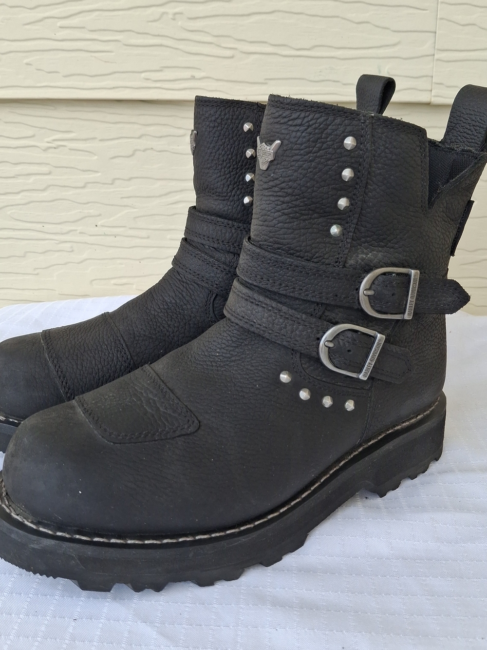 Harley-Davidson D87176 Women's Amesbury Waterproof BLACK Motorcycle Boots Sz 9 M